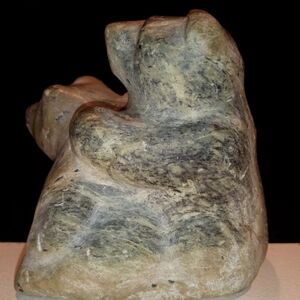 Inuit Art Eskimo Bear Carving Two Polar Bears Rare Hand Carved Soap Stone Figure
